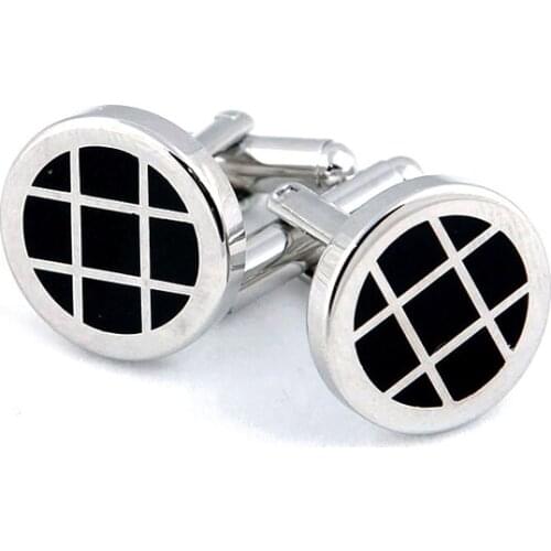 Custom copper soft enamel cufflink,black and white couple