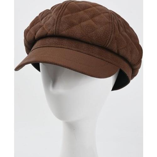 Women Girl Octagonal Flat Cap Beret Artist Warm Cotton Autumn Winter Beanie Hat Cap Vintage Beret Hats Solid Color Cap Hat Woman