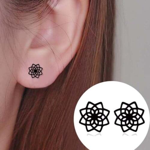Sexy Woman Black Flower Earrings Party Club Accessories Earrings Fashion Accessories Korean Style Small Womens Earrings Aretes