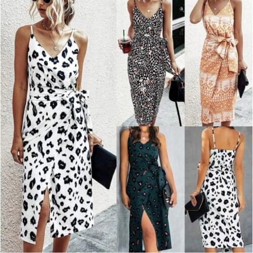 Dress Women Summer Europe United States hot style dress adjustable strap loose sexy belt printing Dresses Casual Vestidos ZXP979