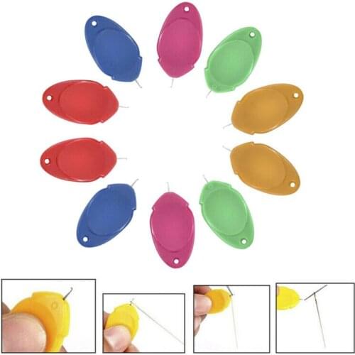 10Pcs Plastic Plastic Sliver Bow Wire Needle Threader Guide Tool Elderly Use Automatic Easy Sewing Needle Device Threader
