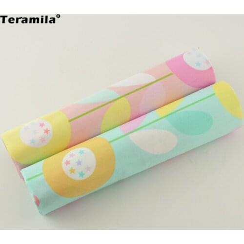 Booksew 100% Cotton Fabric Square Quilting Meter Blue and Pink Printed Lovely Flowers Bedding Desk Decoration Sewing Cloth