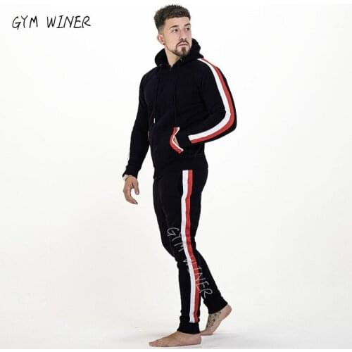 2019 winter New Men Hoodies Pants 2Pcs/Sets Sweatshirt Sweatpants Male Gyms Fitness Tops Trousers Joggers Sportswear Tracksuits