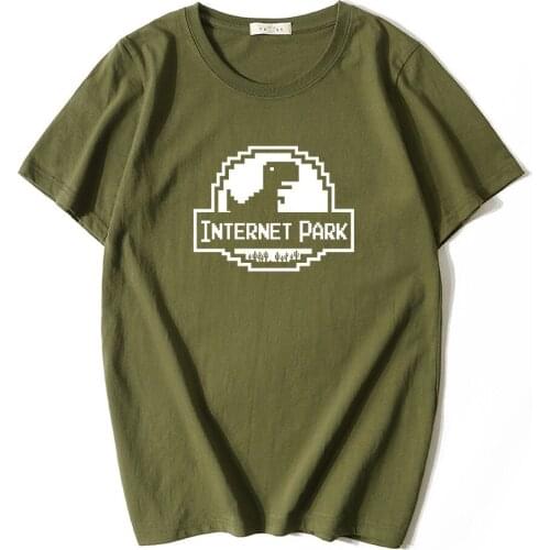 2021 Summer 100% Cotton Mens t-shirt Internet park Print Funny Men T shirt Tops Casual Short Sleeve loose Men tshirt Tee