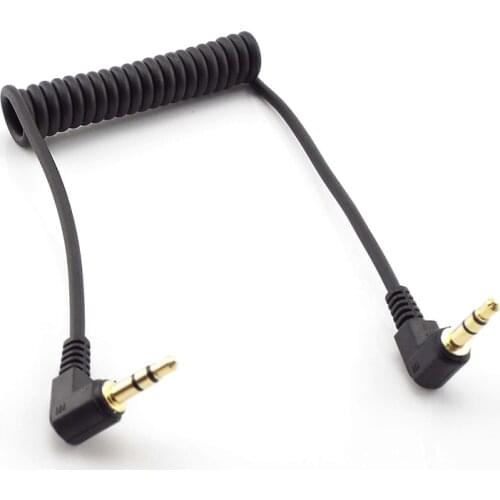 3.5mm 3 pole male to male jack Spring Cable plug Stereo dual end 90 degree Car Aux Speaker Wire Audio for Mp3 Mobile Phone