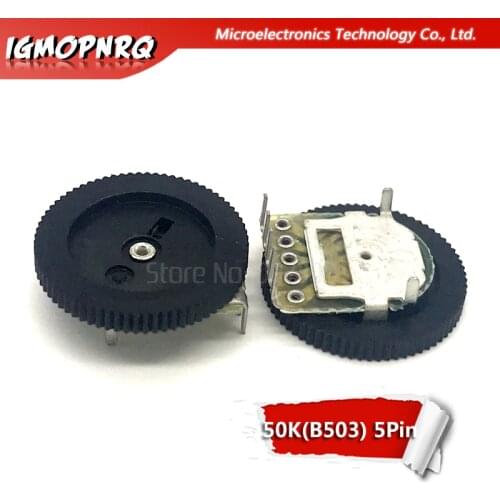5pcs Double Gear tuning potentiometer B503 50K 5Pin 16*2mm Dial Potentiometer
