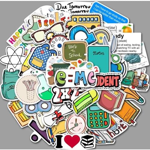 50PCS Cartoon School Supplies DIY Stickers Room Decoration Laptop Luggage Waterproof Wall Sticker Wall Decor