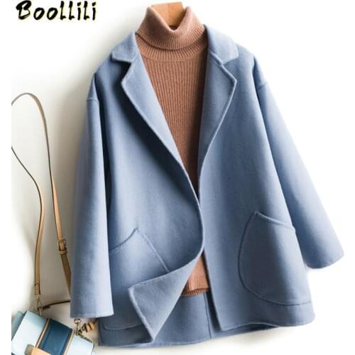 Boollili 100%Wool Coat Women Clothes 2020 Korean Double-sided Wool Warm Spring Autumn Jacket Women Woolen Overcoat Manteau Femme