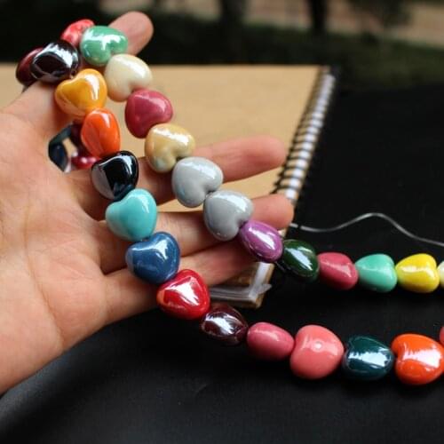 20Pieces 17mm*15mm*11.5mm Simply Heart Shape Beads Ceramic Beads Multi-color for Bracelet jewelry making DIY Accessoires