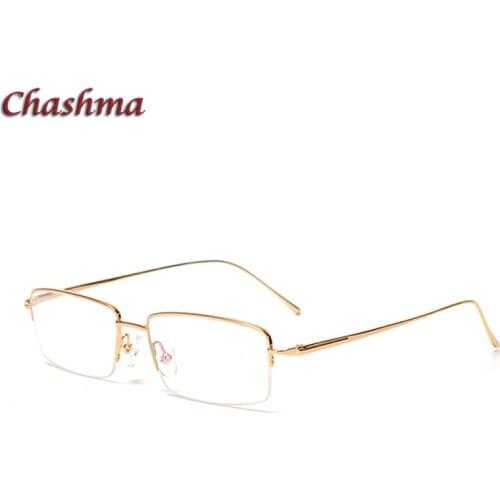 Chashma Half Rim Titanium Glasses Frame Luxurious Eyewear Men Fashion Simple Design Gold Eyeglass Glasses Frame Men