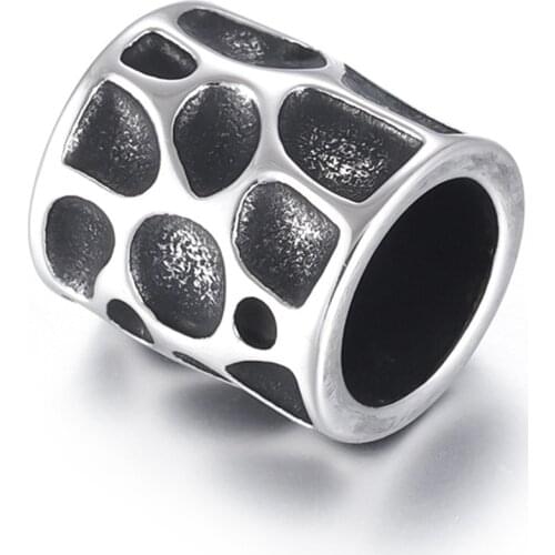 Stainless Steel Cylinder Bead Polished 8mm Large Hole Metal Beads Charms for DIY Bracelet Jewelry Making Accessories