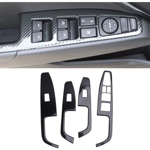 CITALL 4Pcs LHD Carbon Fiber Style Window Switch Panel Cover Trim Fit for Hyundai Elantra 2017 2018 2019 2020