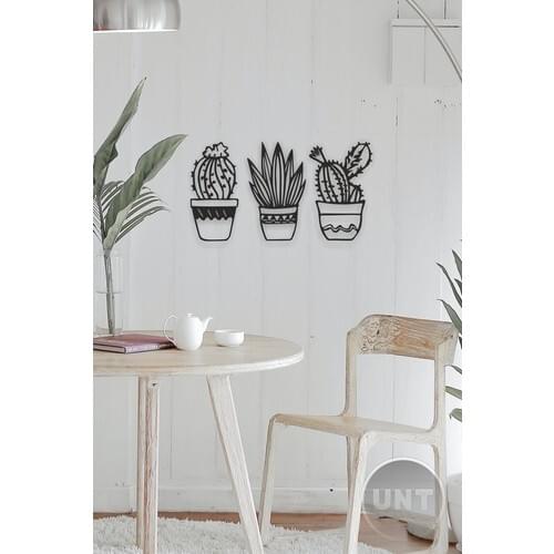 Wooden Cactus Wall Decor Black Color Laser Cut 2021 Modern Nature Home Office New 3D Stylish Decorative Quality Painting Art MDF