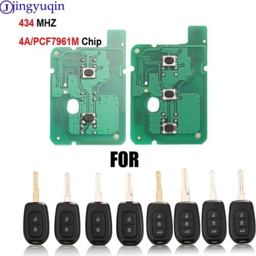Jingyuqin 10ps Remote Key 2/3 Button 434MHZ With 4A PCF7961M Chip For Renault Sandero Dacia Logan