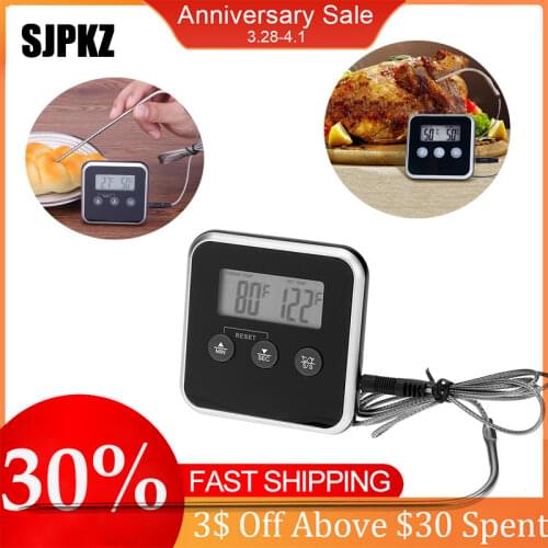 Electronic LCD Digital Food Thermometer BBQ Meat Water Oil Cooking Temperature Alarm Kitchen Cooking Timer