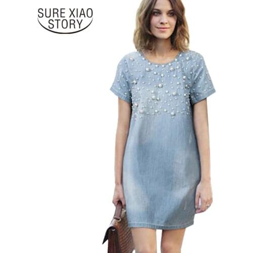 Hot Sale 2021 Women Summer Dress Fashion Denim Jeans Dresse Plus Size M-5XL Women denim blue dress c19-c
