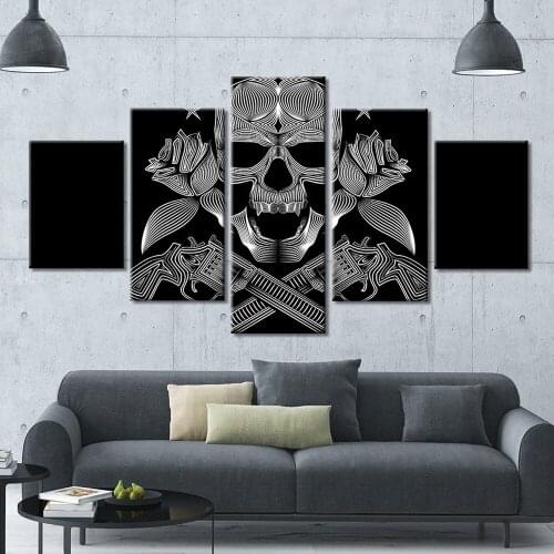 Canvas Wall Art Painting skull Art Print Poster Wall Decoration Home Decor 5 Panel Picture