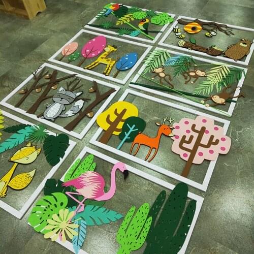 Ins Hot Wall Decoration Felt Fabric Slice Cutting Large Leaf Flamingo Deer Tree Handmade DIY Craft Material Kit Needle Felting