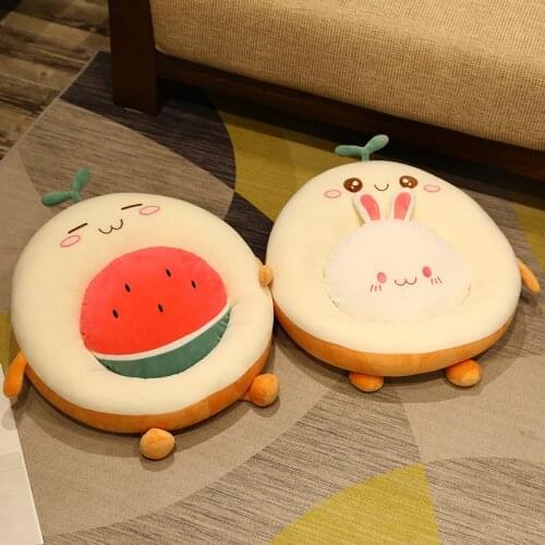 Kawaii Plush Bread Fruits Cushion Soft Stuffed Pillow Futon Animal Toys Home Decor Seat Cushion Floor Mat Home Decor Nice Gift