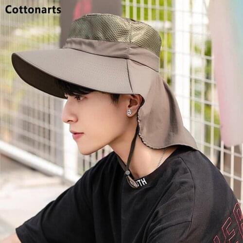 Men Women Outdoor Sunscreen Big Brim Cap Fishing Hats Quick-Drying Breathable Protection Neck Sun Hat Folding Volume Shawl Caps