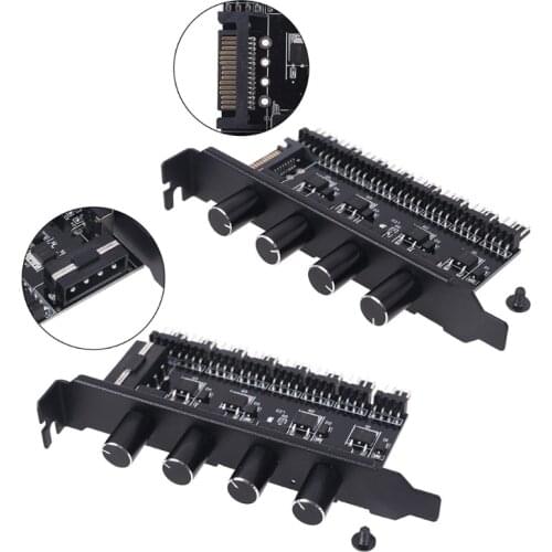 PC 1/4 Knob Cooling Fan Hub Sata Power Supply Adapter Speed Controller for Computer Case Hdd Vga Pwm Pci