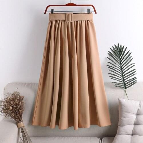 Summer women Skirt 2021 Summer light Classic skirt thin solid color skirt High waist retro slim pleated mid-length skirt
