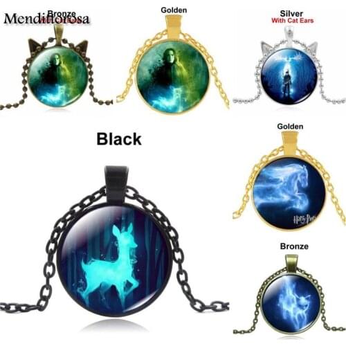 Mendittorosa 1PCS Always Perez Patronus HP Jewelry Glass Cabochon Pendant Choker Glass Necklace Jewelry