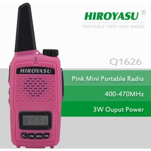 Mini walkie Talkie HIROYASU Q1626 UHF 400-470MHz 16Channels Portable Two-Way Radio (Color Pink)