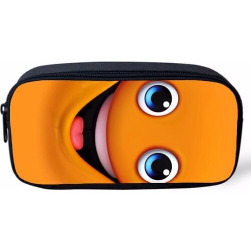 Fashionable Girl Cosmetic Bag 3D Cartoon Smile Print Pencil Case Student Writing Supplies Stationery Storage Office School Suppl