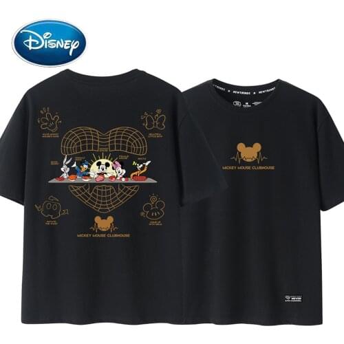 Disney Fashion Front Back Donald Duck Minnie Mickey Mouse Goofy Cartoon Women T-Shirt Unisex Couples Cotton Tee Tops 8 Colors