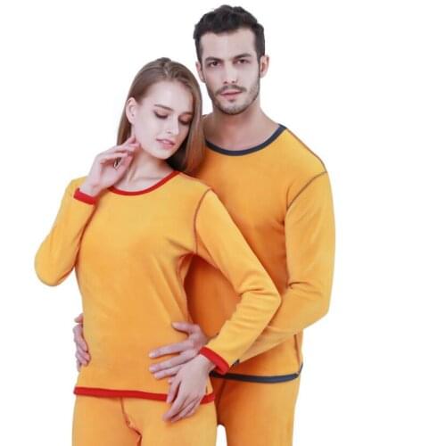 Winter Thermal Underwear Men Suit Vetement Couple Warm Thick Underwear Set with Velvet Women Long John Warm Clothing Shirt 2019