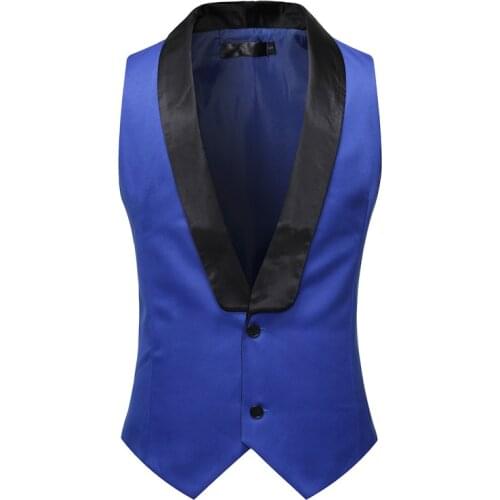 Royal Blue Suit Vest Men 2020 Fashion Shawl Collar Slim Fit Sleeveless Waistcoat Mens Formal Business Wedding Groom Tuxedo Vests