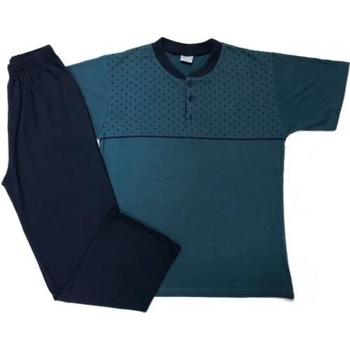 ACACIA Male Short Sleeve Lapel Button and Pockets Pajamas set 1529