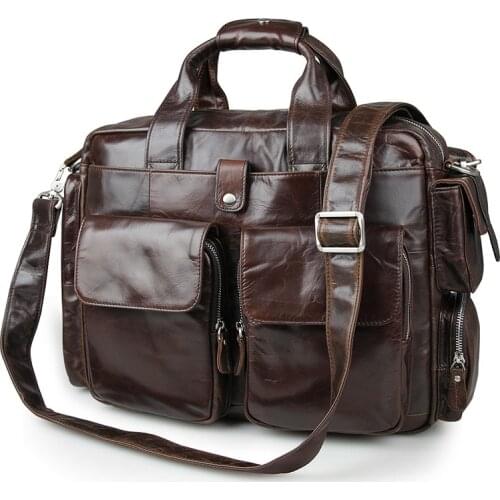 Nesitu Vintage Real Skin Genuine Leather Man Briefcase Portfolio 14'' Laptop Bag Men Messenger Bags #M7219