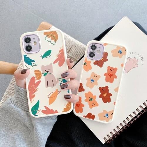 Cartoon Cat Bear Cute Animal Phone Cases For iPhone 12 Pro Max 12 Mini 11 Pro XR X XS Max 7 8 Plus Shockproof Soft Back Cover