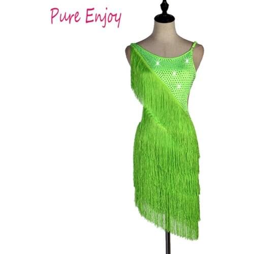 Custom made New style Latin dance costume spandex tassel stones latin dance dress for women latin dance competition dresses