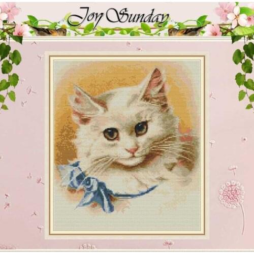 A Cat With A Bow Tie Animals Counted 11CT 14CT Cross Stitch Sets DIY Chinese Cross-stitch Kits Embroidery Needlework home decor