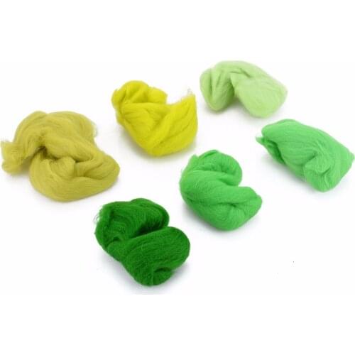 Newest 60g DIY MERINO Woodland Green Shades Dyed Wool Tops Roving For Needle Felting
