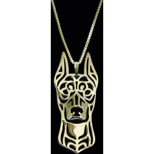 Unique Romantic Gold Silver Color German Pinscher Cropped Ears Pendant Necklace Hunger Games Necklace Women Best Friend Choker