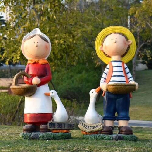 Outdoor Garden Personalized Creative Sculpture Figure Resin Villa Courtyard Decoration Garden Decoration Outdoor Gardening