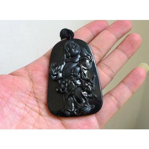 Black cuiyu Fu Buddha Pendant yu Goddess of Mercy Pendant Fire Happy Buddha Necklace yu Pendants