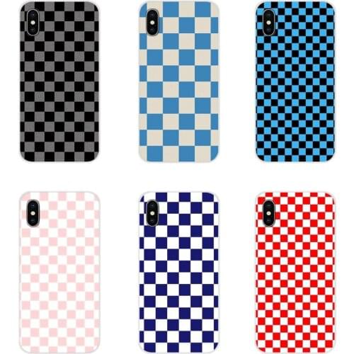 Transparent Soft Cases For Samsung Galaxy S3 S4 S5 Mini S6 S7 Edge S8 S9 S10 Lite Plus Note 4 5 8 9 Checkerboard Plaid Checkered