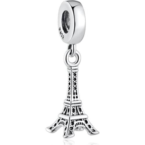 S925 Pendant Bead DIY Jewelry Eiffel Tower Dangle Charm fit Lady Bracelet Bangle Lady Girl Gift