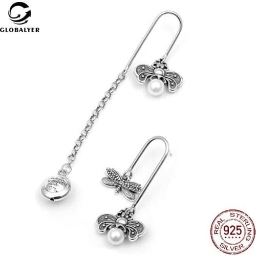 S925 sterling silver earrings Ladies fashion net red explosion models Retro tassel pendant temperament AB earrings 488