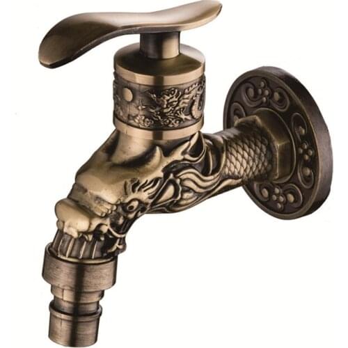 Antique Bronze Bibcock Garden Wall Mounted Decorative Tap Home Use Small Single Hole Outdoor Water Faucet Zinc Alloy