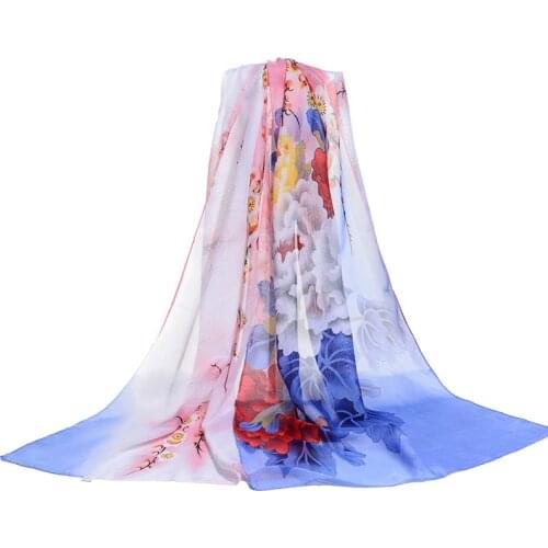 Thin Flowers Chiffon Scarf Women Printing Fashion Flowers Beach Birds Scarves Shawl Cape Ladies Female Plant Scarfs Shawl Wraps