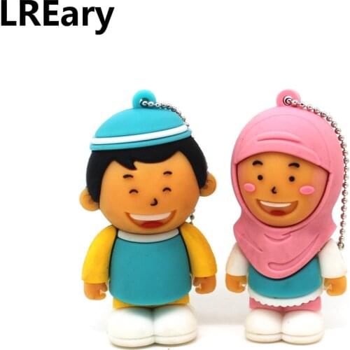 Cartoon Indonesian Muslim USB Flash Drives 64GB 128GB Pendrive 4GB 8GB Pen Drive 16GB 32GB Memories Stick U Disk Mini Gift Cle