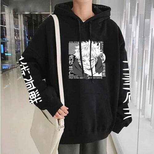 Japan Manga Itadori Yuji Jujutsu Kaisen Anime Hoodies Sweatshirts Harajuku Streetwear Oversized Women Casual Long Sleeve Hoodies