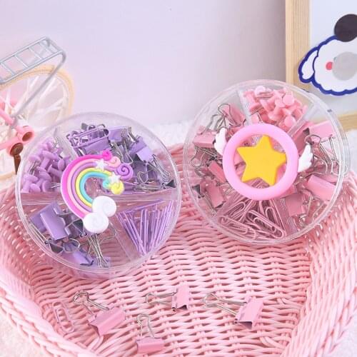 Yisuremia 72pcs/Box Cartoon Metal Binder Clip Cute Paper Clip Scrapbook Document Clamp School Office Stationery Accessories