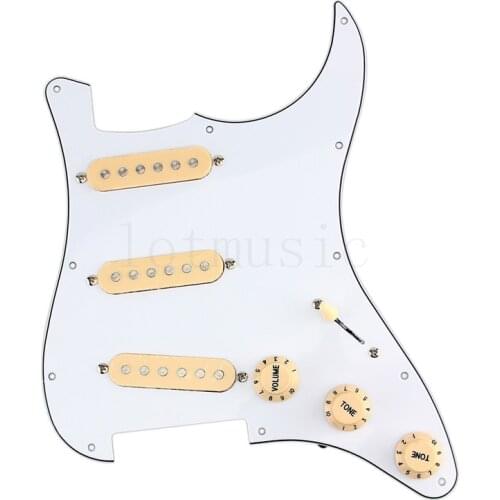 Kmise Electric Guitar Loaded Prewired Pickguard Scratch Plate Pickups for Fender Strat Parts 3 Ply SSS White